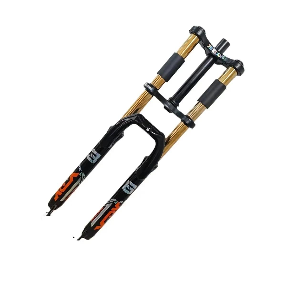Fourche de vélo de montagne 26/27,5 pouces à double suspension, suspension à ressort hydraulique, tige de 28,6 mm x 220 mm, débattement de 130 mm, jambe de 34 mm, QR 100 mm