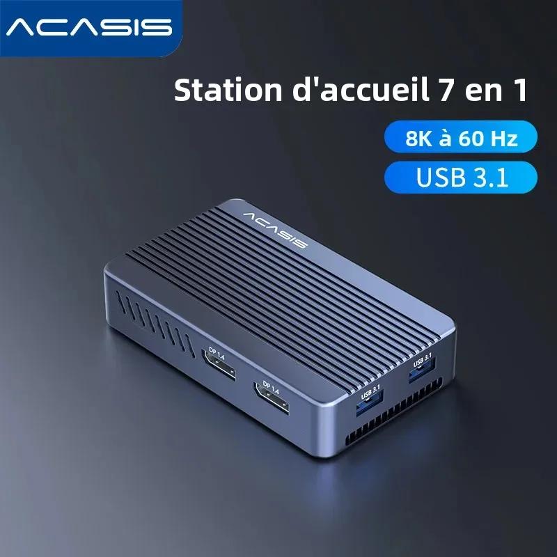 Boîtier Acasis USB-C 40 Gbit/s compatible Thunderbolt/USB 4 M.2 NVMe SSD | Station d'accueil double écran avec HDMI/DP 8