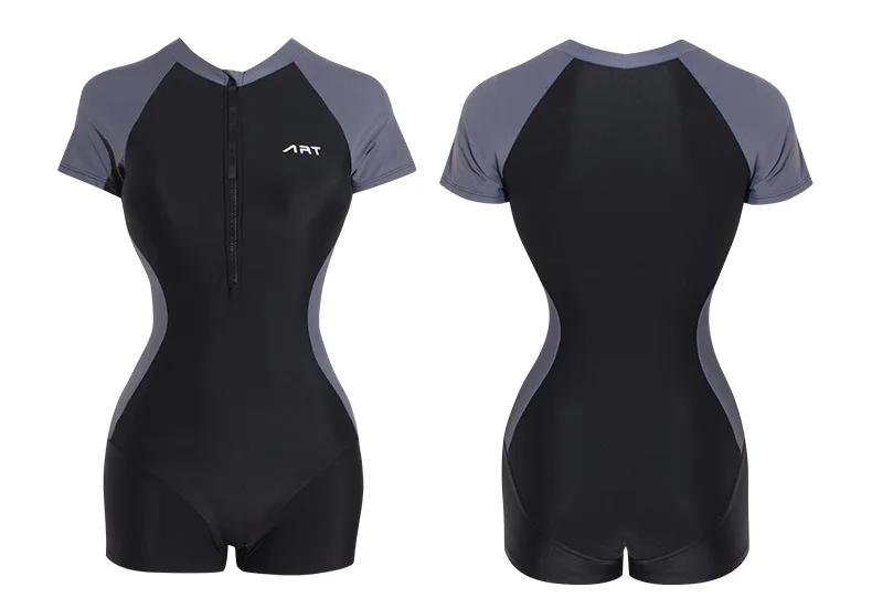 Maillot de bain une pièce à manches courtes pour femmes - Body de surf avec fermeture éclair 2023