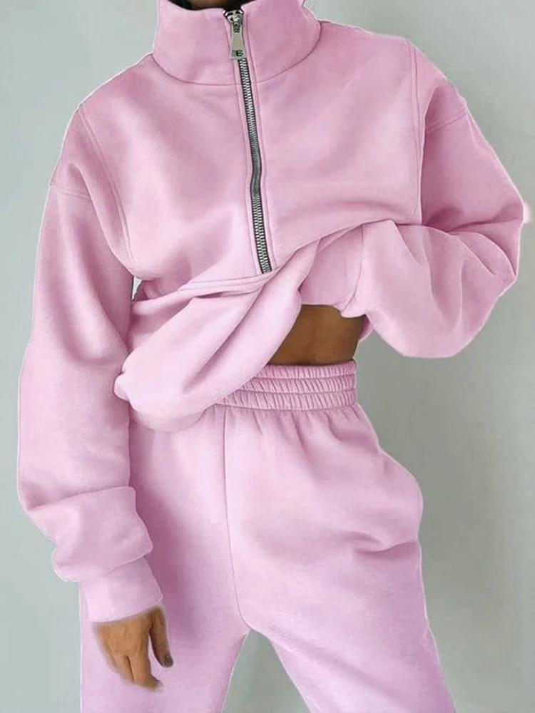 Survêtement 2 pièces pour femmes élégant mode automne hiver confortable chaud fermeture éclair vêtements de sport décontractés occasions spéciales activité sportive journée de repos voyage chez soi