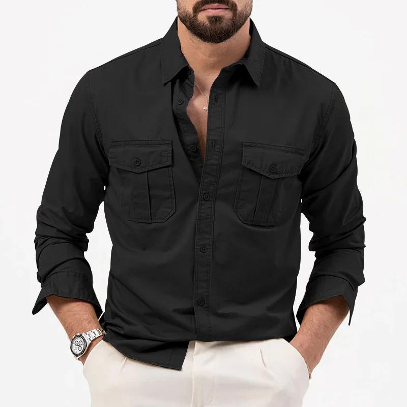 Chemise homme affaires décontractée 2026 armée verte à manches longues pour occasions professionnelles et décontractées