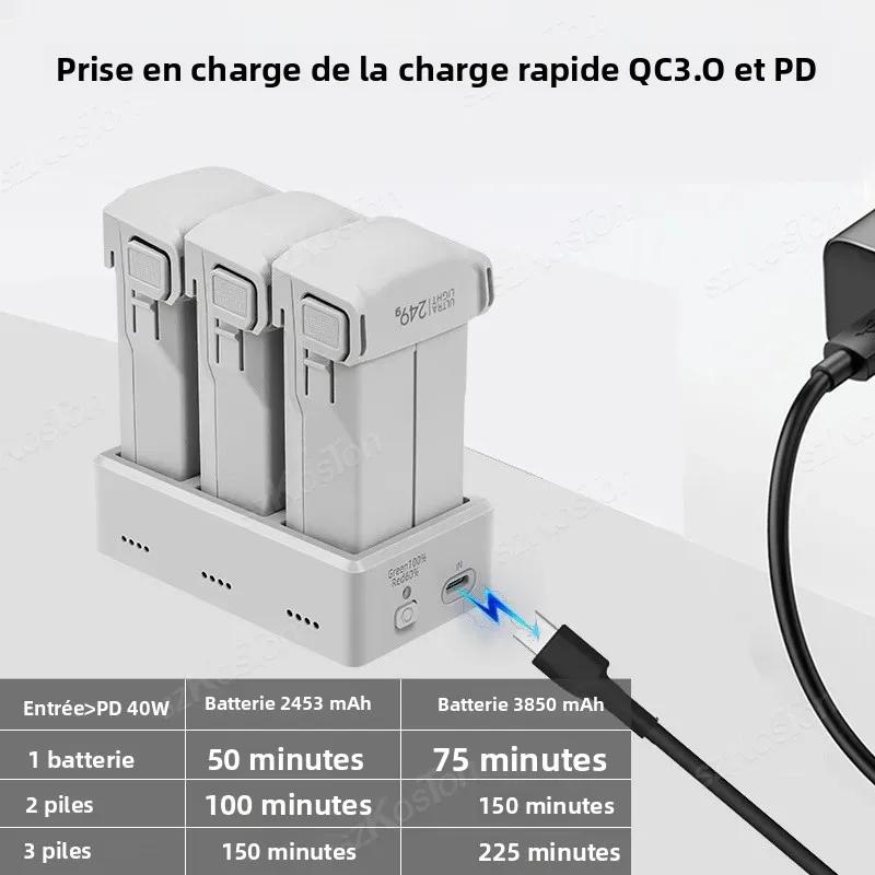 Hub de charge bidirectionnel à trois canaux pour DJI Mini 5 Pro/Mini 4
