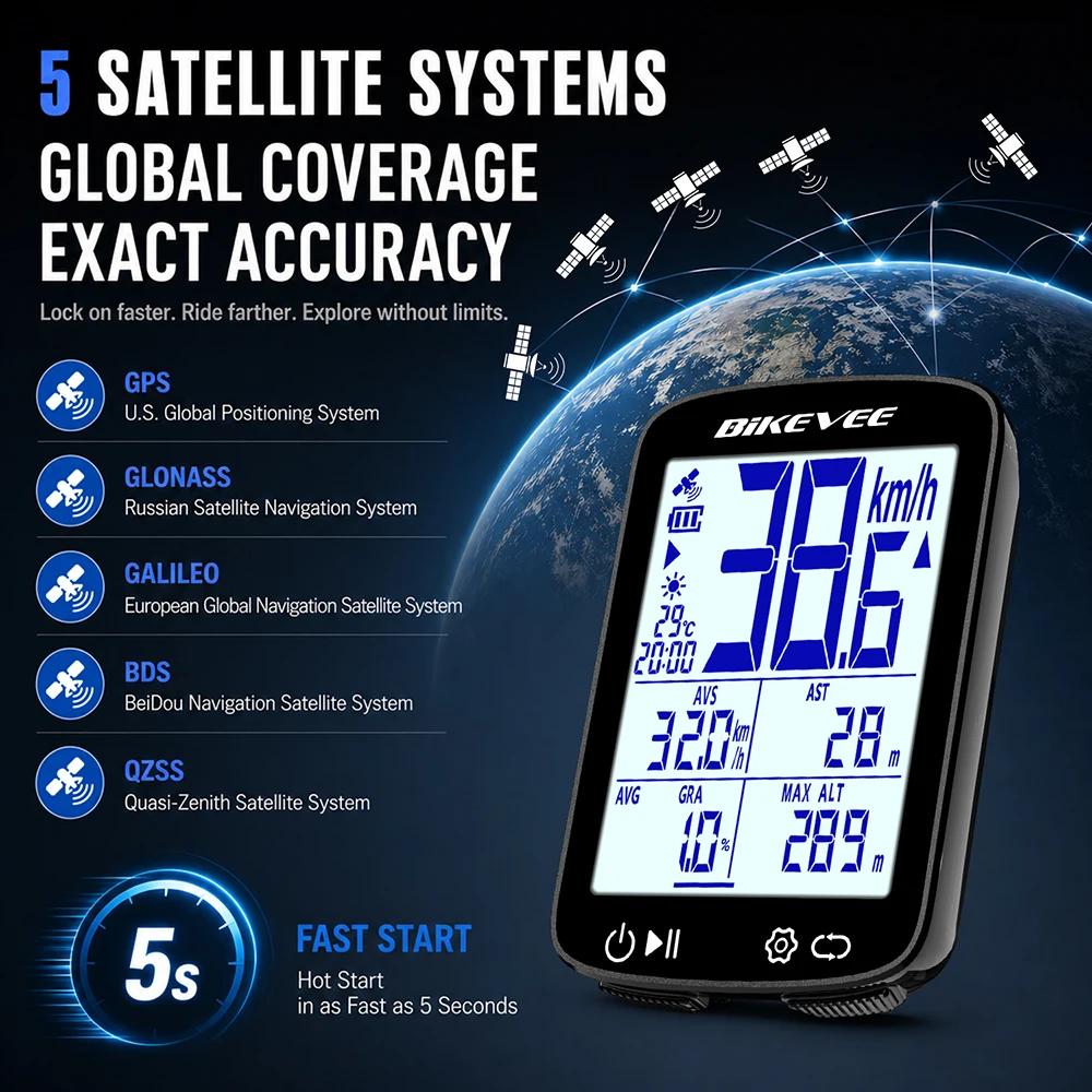 Ordinateur de vélo GPS rechargeable sans fil, compteur de vitesse, odomètre, chronomètre, accessoires pour vélo de montagne et de route