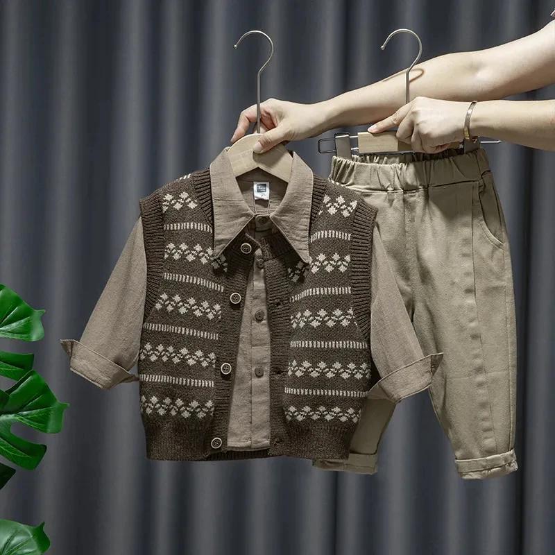 Ensemble chemise et pantalon en fibre trempé pour bébé garçon