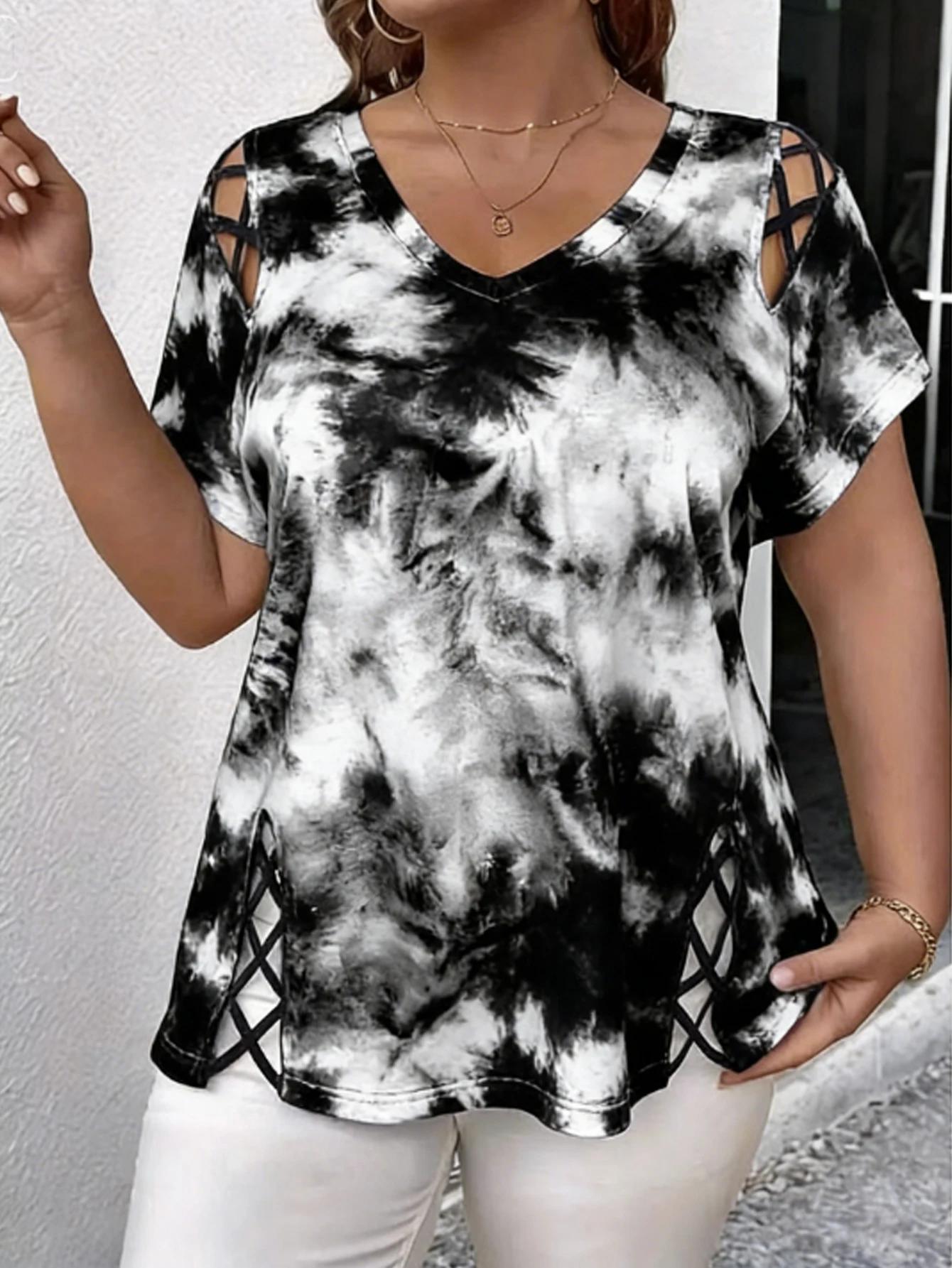 T-shirt Grande Taille Femme Été Manches Courtes Décontracté Ample Mode Pull Oversize