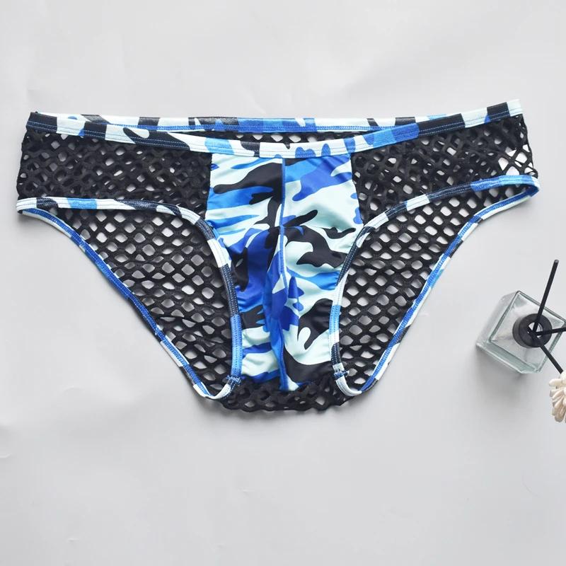 Sous-vêtements pour hommes, slips Sexy, culottes Sissy, Camouflage, pochette en U, slip en maille respirante, Lingerie pour hommes