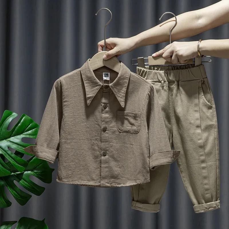 Ensemble chemise et pantalon en fibre trempé pour bébé garçon