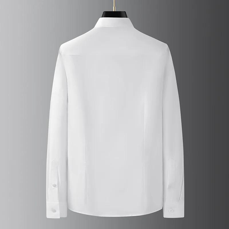Marque vêtements hommes chemises ruban décoration à manches longues chemises décontractées de haute qualité affaires de luxe robe sociale chemise Streetwear