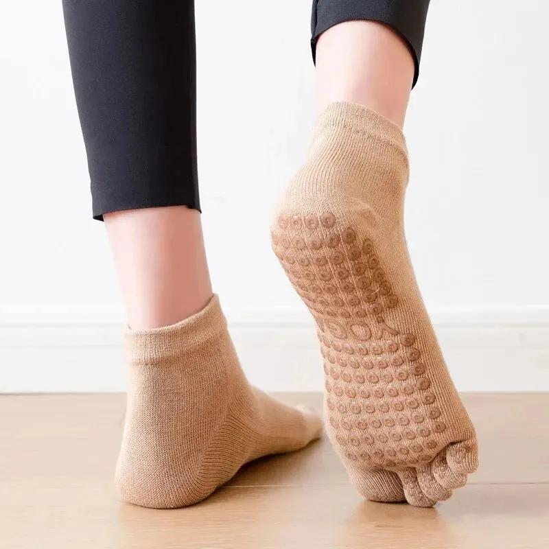 Chaussettes respirantes femme 5 paires - Yoga danse fitness coton silicone antidérapant