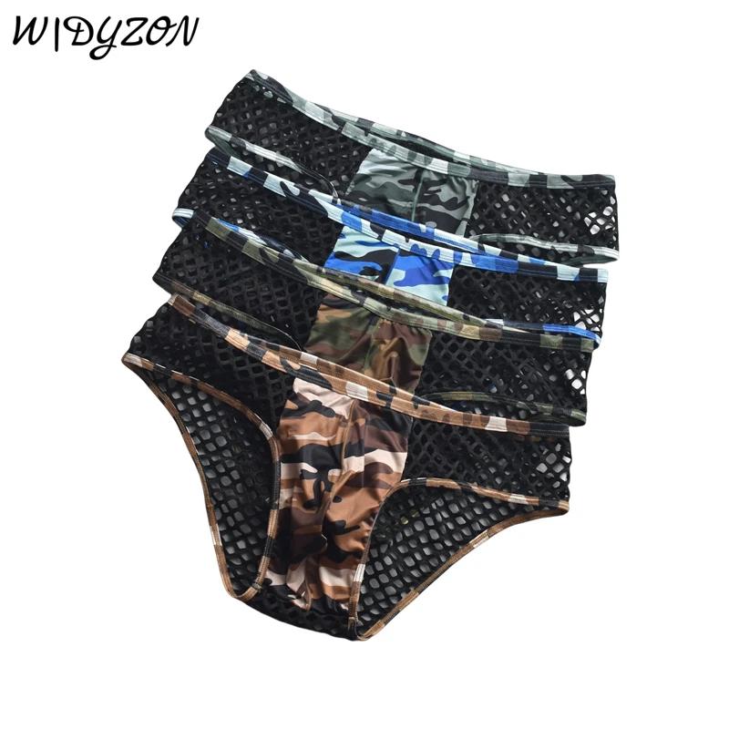Sous-vêtements pour hommes, slips Sexy, culottes Sissy, Camouflage, pochette en U, slip en maille respirante, Lingerie pour hommes