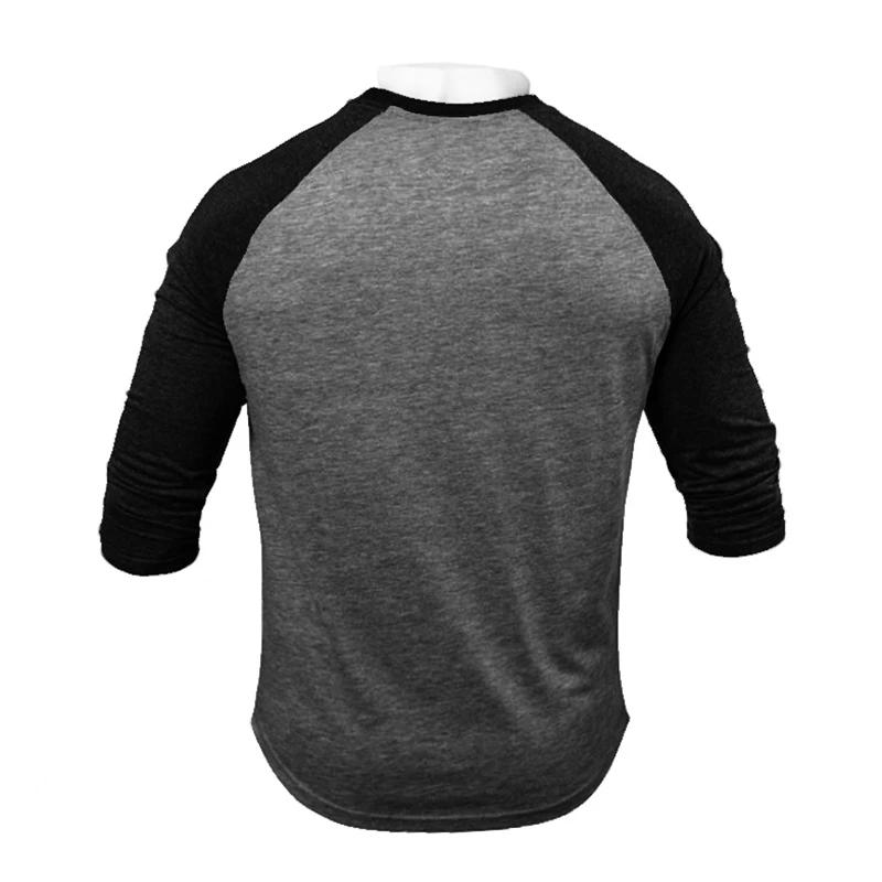 Tshirt de sport homme manches trois quarts coton marque vêtement course entraînementextérieur occasionnels
