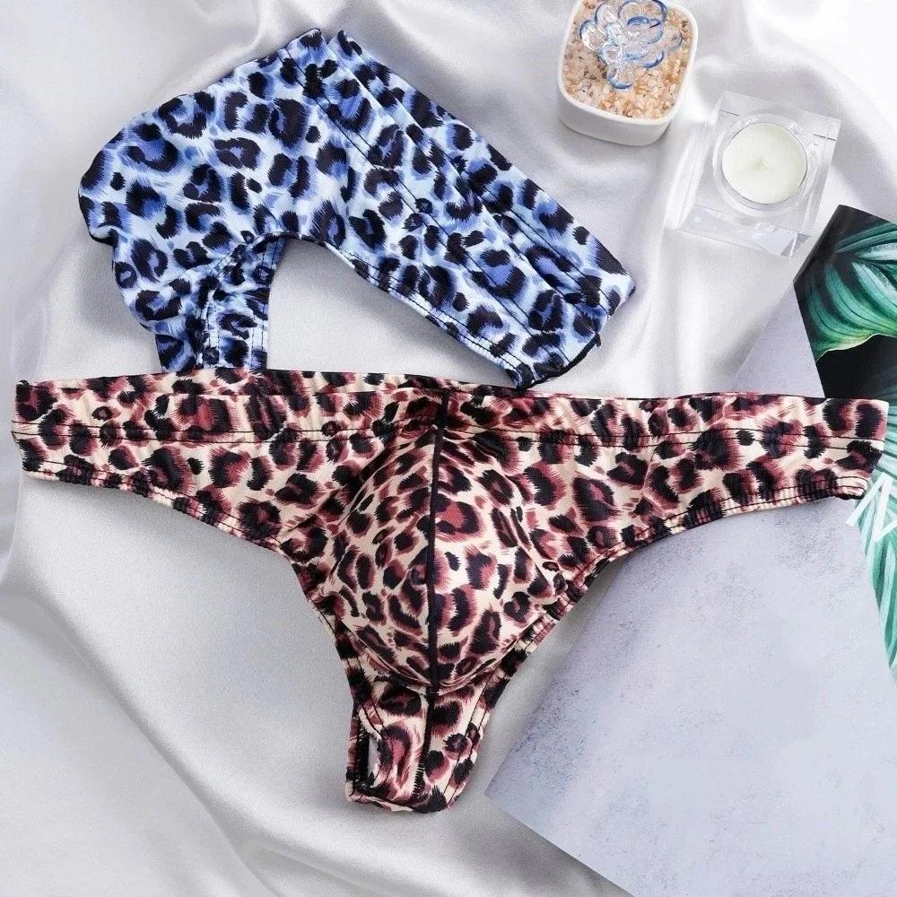 Sous-vêtements pour hommes, lingerie pour hommes, caleçons imprimés léopard, string taille basse, culottes pour hommes, respirantes, fines, slips pour hommes