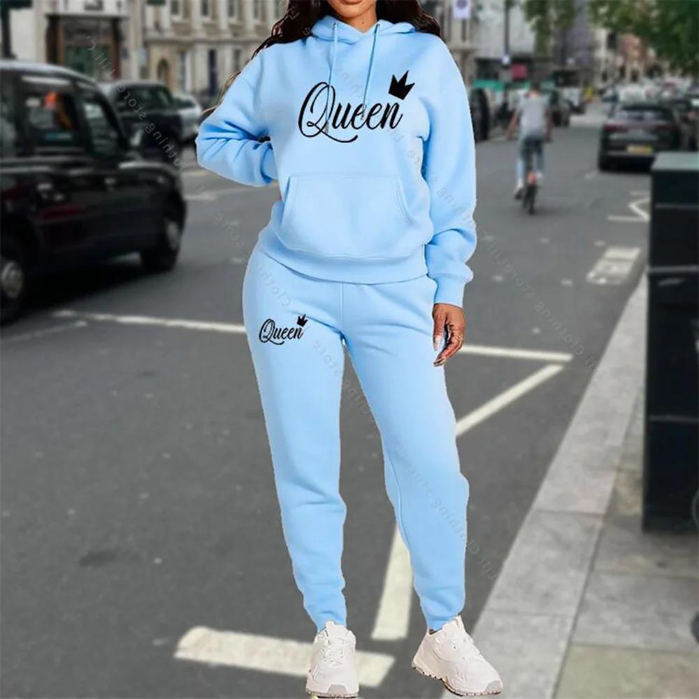 Ensemble de survêtement pour femmes, vêtements d'automne et d'hiver, sweats à capuche et pantalons, mode, haute qualité, esthétique, marque de luxe, streetwear, ensembles de pantalons pour femmes