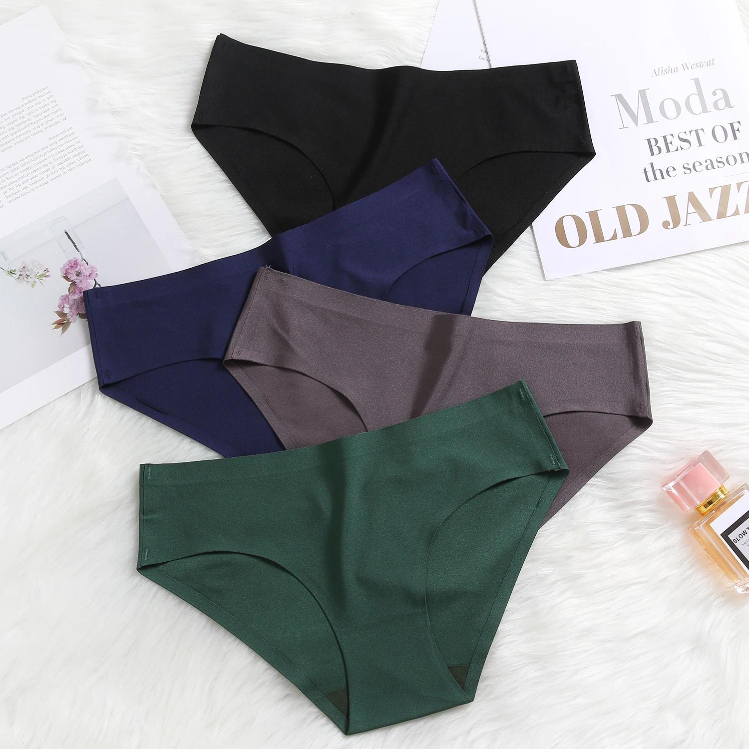 Culotte Femme Sexy Solide Sans Couture Sous-Vetements Féminins Taille Basse Élastique Slips Respirants Pour Dames Calecons Doux Lingerie Occasions Spéciales