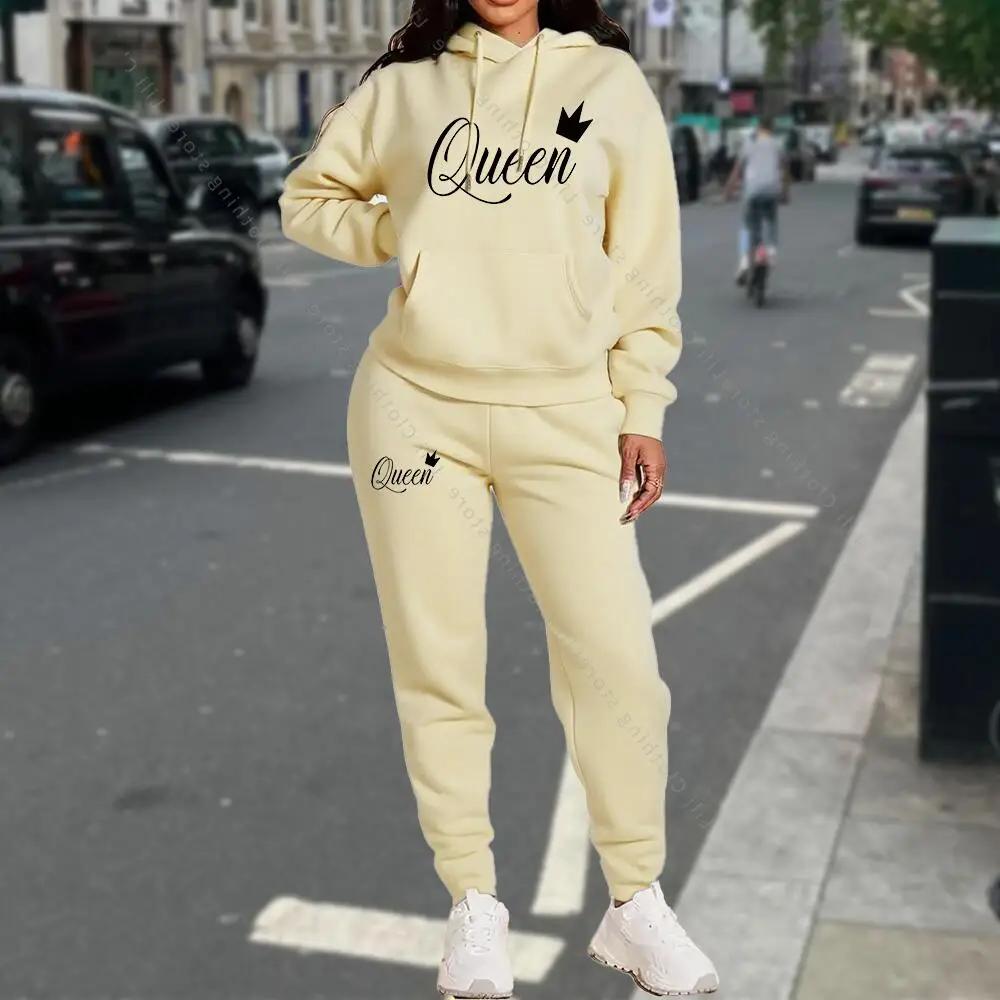 Ensemble de survêtement pour femmes, vêtements d'automne et d'hiver, sweats à capuche et pantalons, mode, haute qualité, esthétique, marque de luxe, streetwear, ensembles de pantalons pour femmes