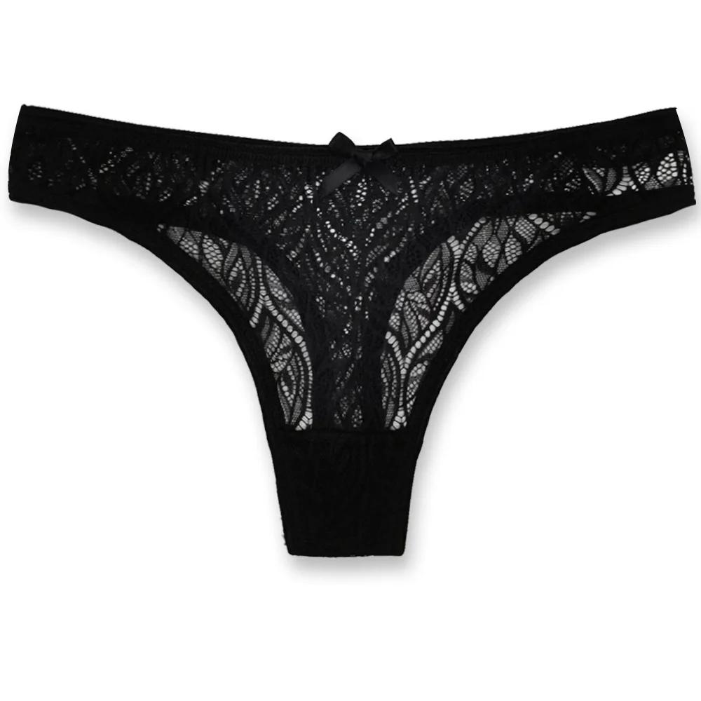 Culotte Sexy femmes dentelle sous-vêtements en soie taille basse nœud couleur unie slips coton entrejambe respirant
