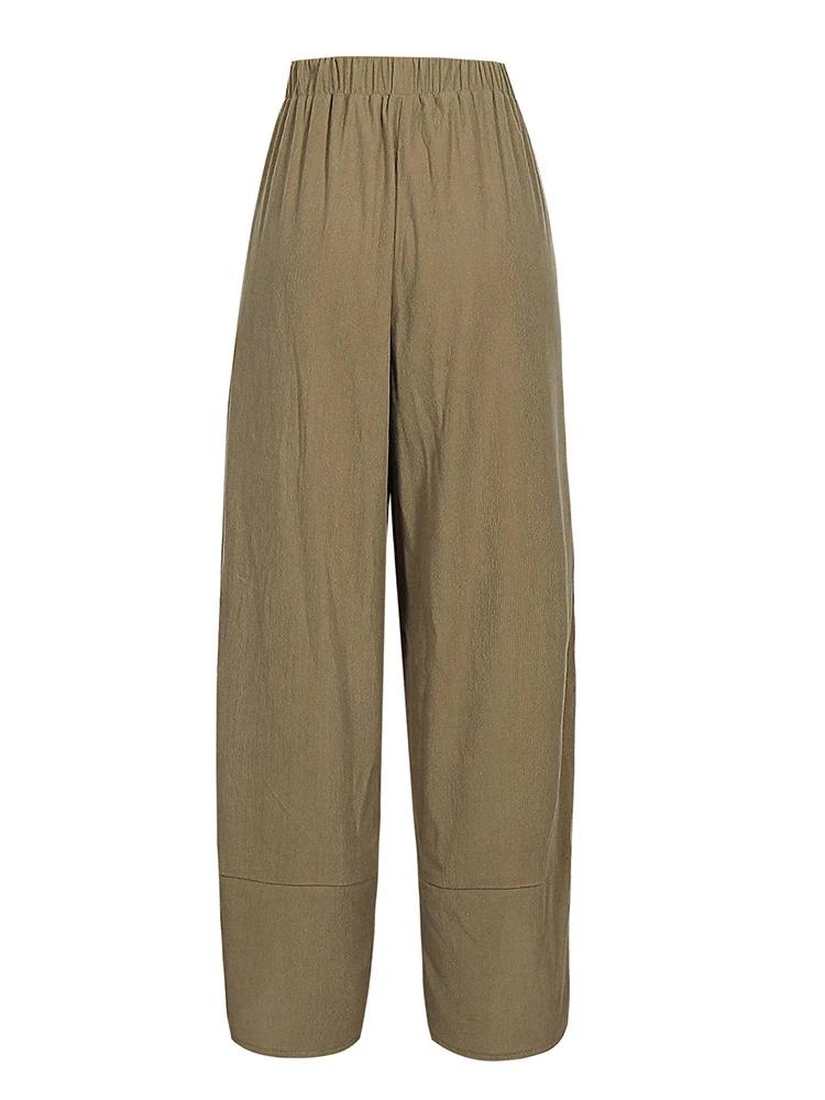 Nouveautés 2026 : Pantalons amples à jambes larges pour femmes grandes tailles, taille élastique, coupe décontractée, couleur unie