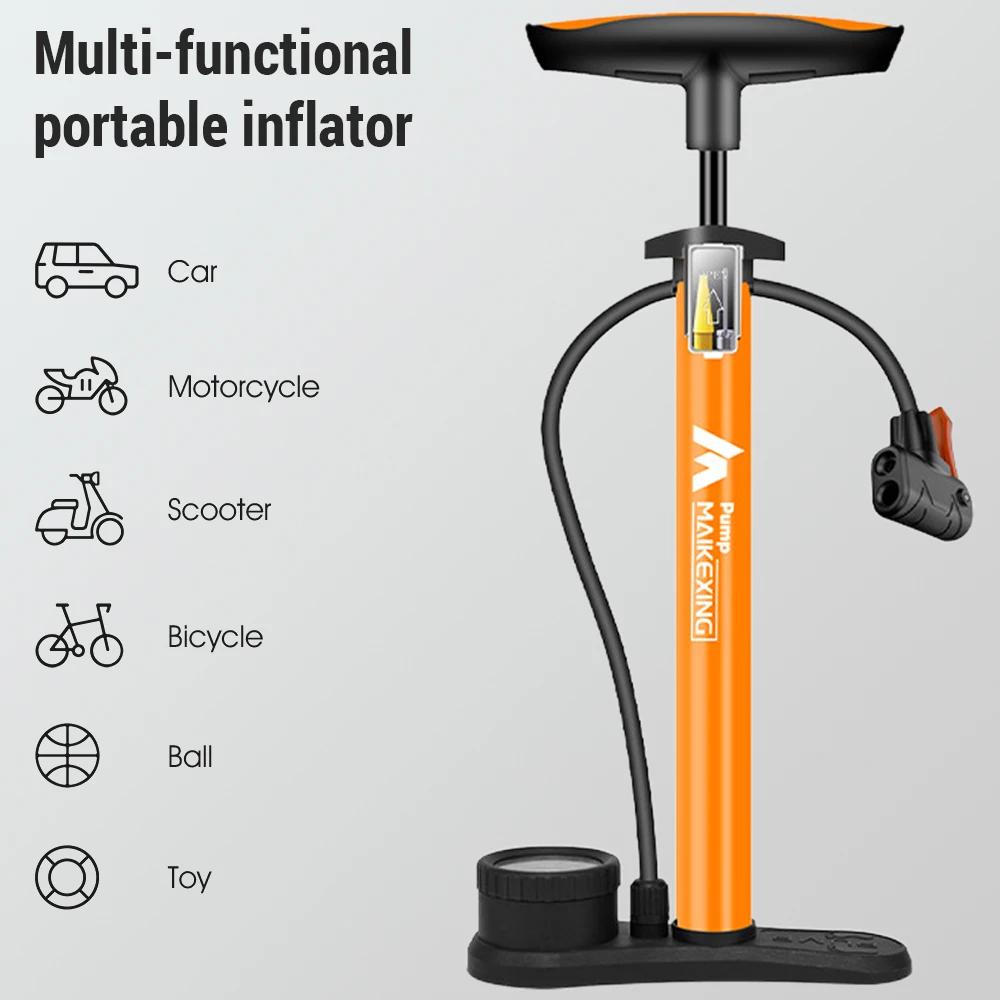 Pompe à vélo avec manomètre, gonfleur multifonctionnel pour vélos et voitures, 160PSI, manomètre haute pression, buse 3 en 1, pompe à air