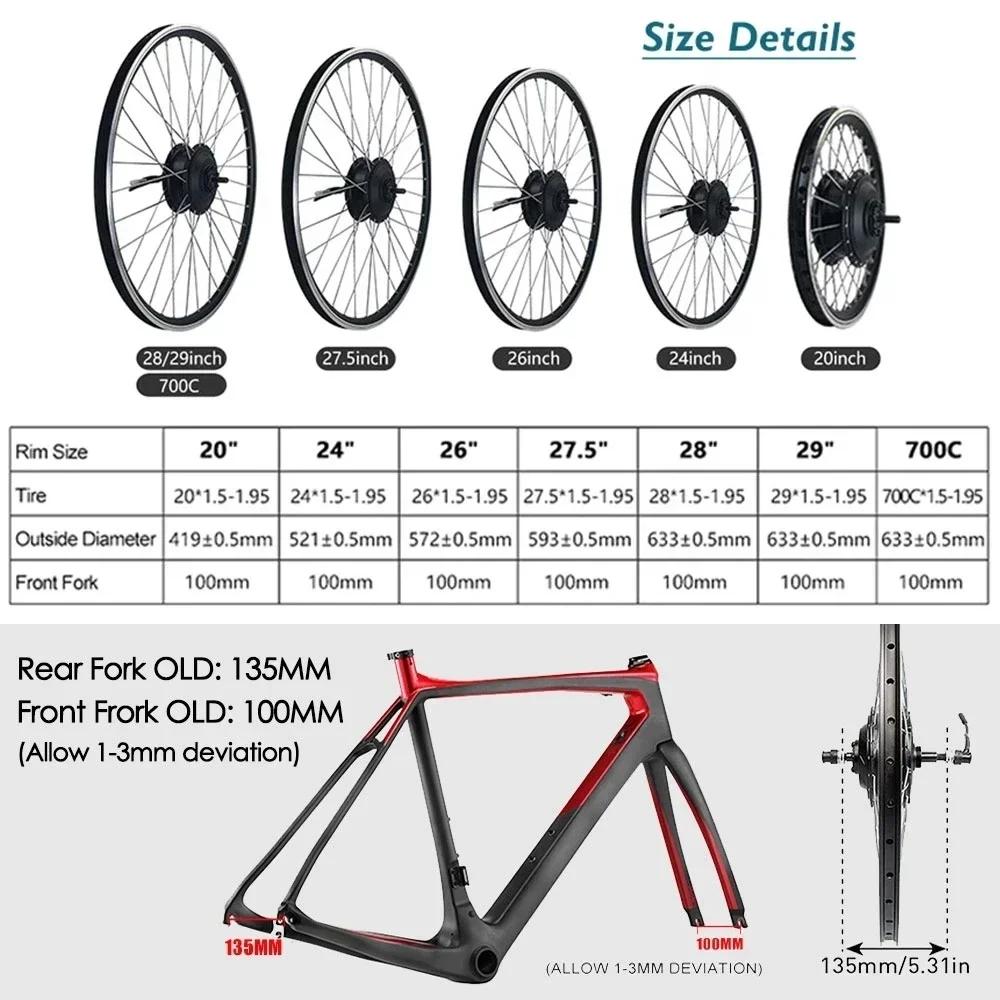Moteur de roue de vélo électrique 36V 250W 350W 500W pour roues avant arrière 20 24 26 27.5 28 29 700C