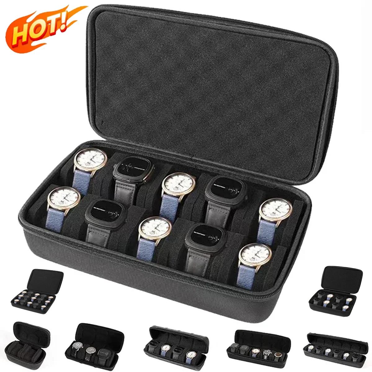 Boîte à montres organisatrice avec support d'affichage pour hommes et femmes rangement montres-bracelets et montres intelligentes occasions spéciales cadeau d'anniversaire noël