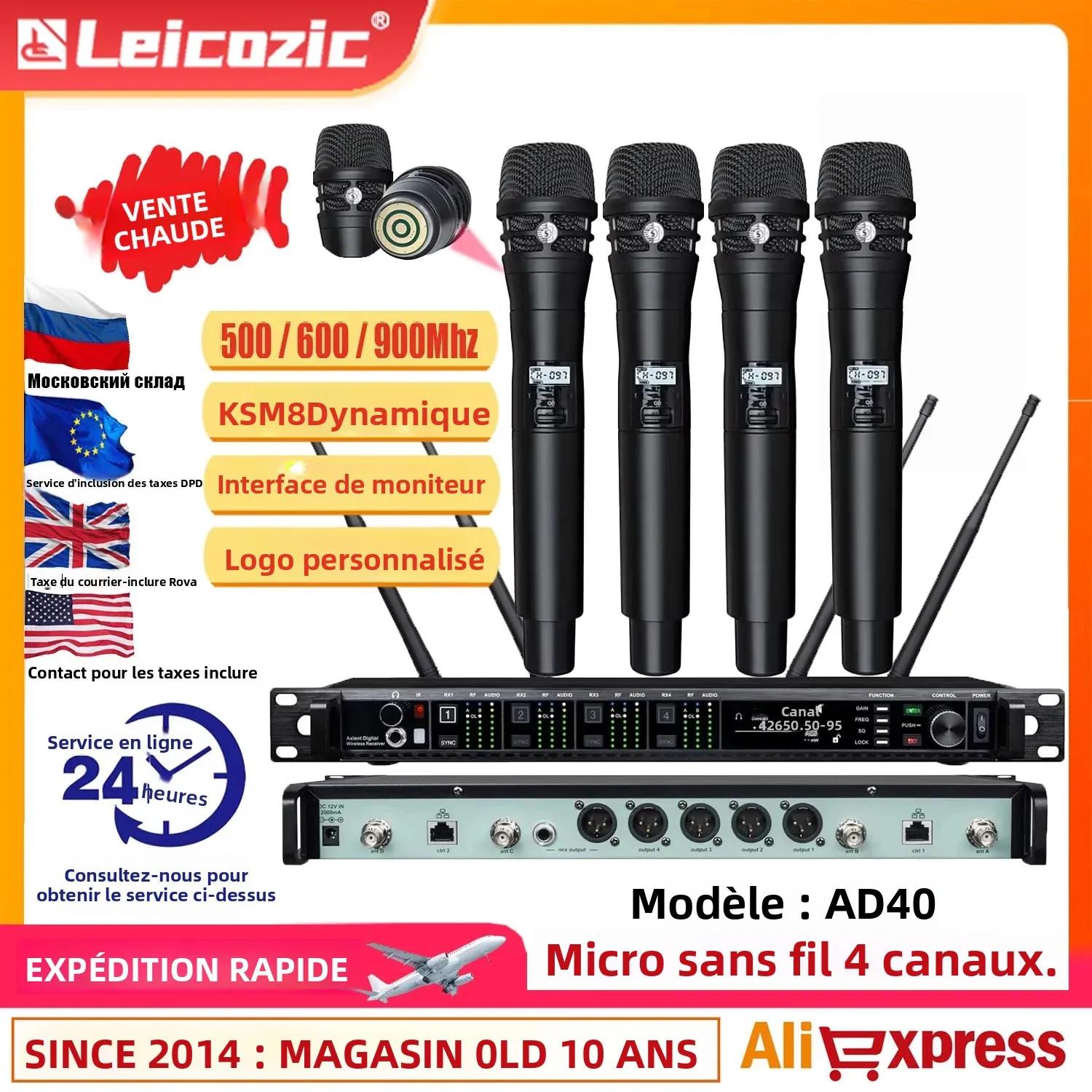 Leicozic microphone sans fil professionnel KSM11 KSM8 système Radio 4 canaux