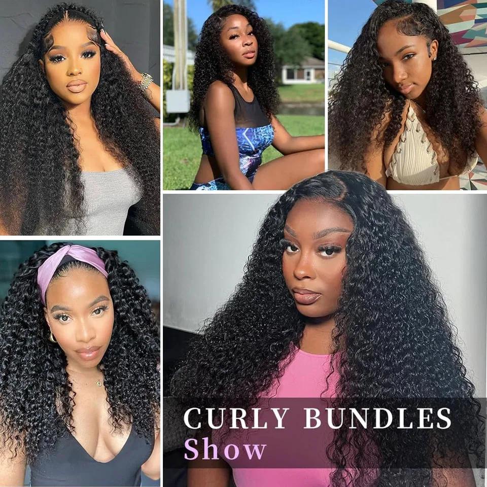28 30 pouces Afro crépus bouclés cheveux humains Bundle Deal brésilien