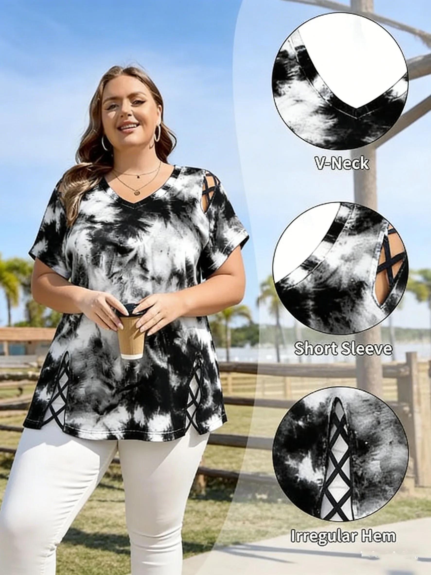 T-shirt Grande Taille Femme Été Manches Courtes Décontracté Ample Mode Pull Oversize