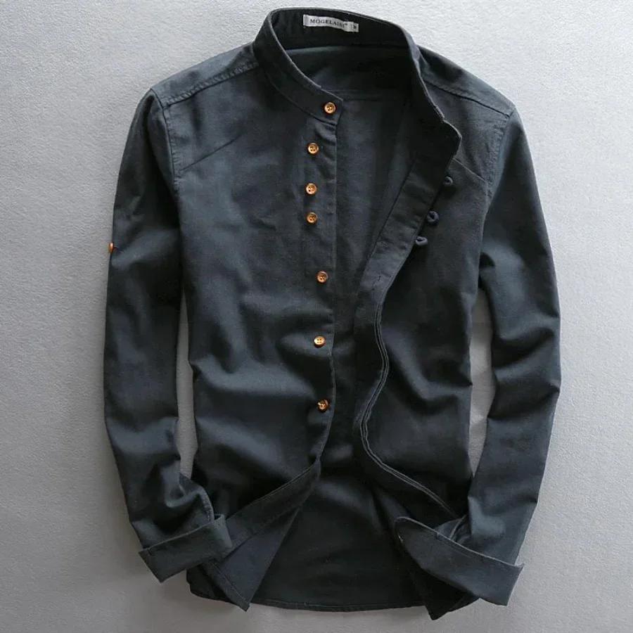 Chemise en lin de coton décontracté pour hommes