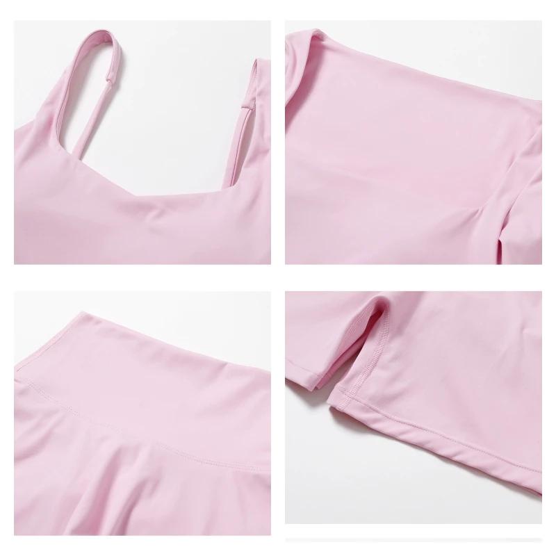 Ensemble sport 2 pièces Hearuisavy femme - Haut court et legging séchage rapide yoga