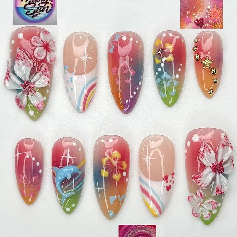 24 pièces doux Cool français faux ongles patchs Vintage Y2k