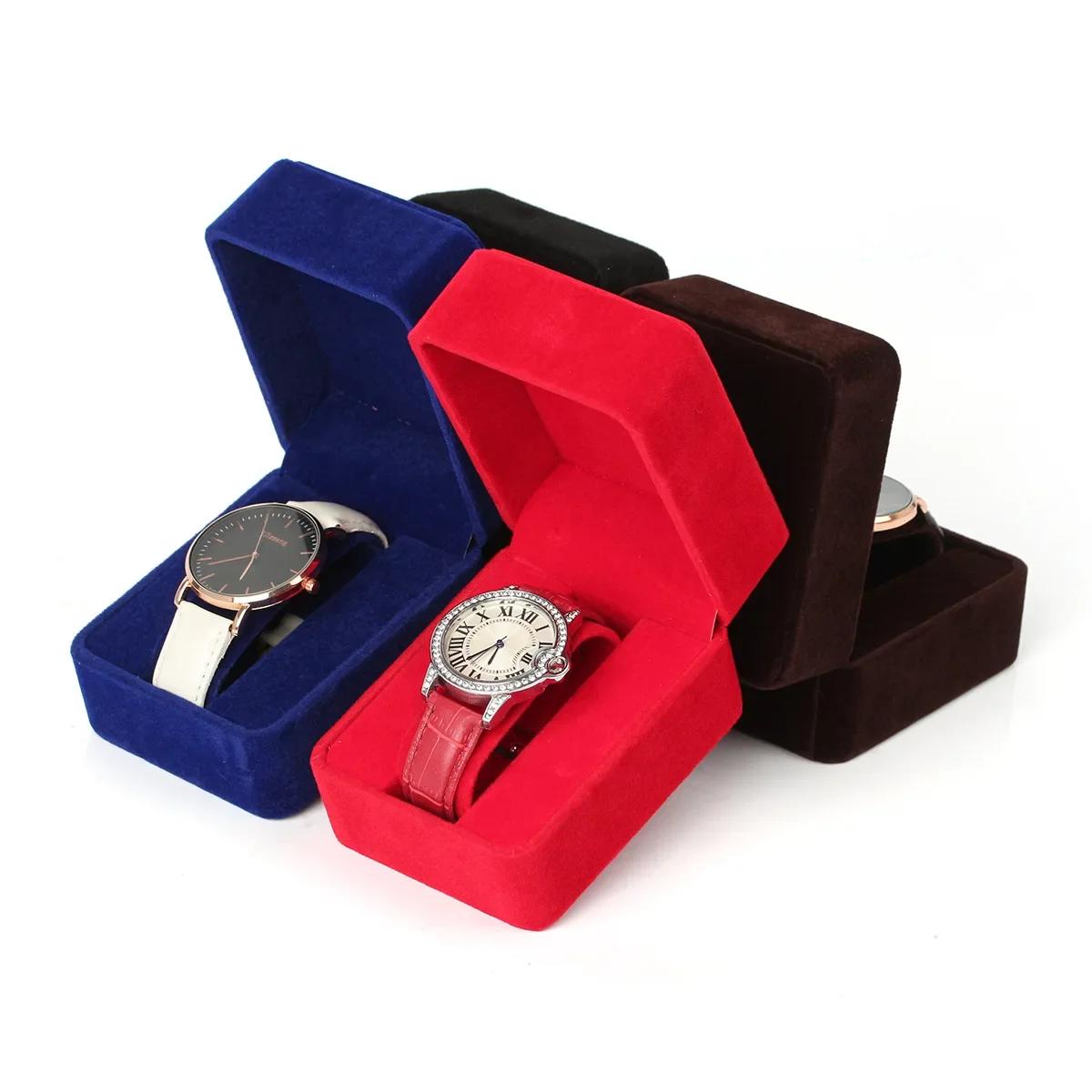 Boîte de rangement en velours coin rond pour montres de mode et smartwatches élégantes pour homme et femme occasions spéciales affaires cadeaux bijoux