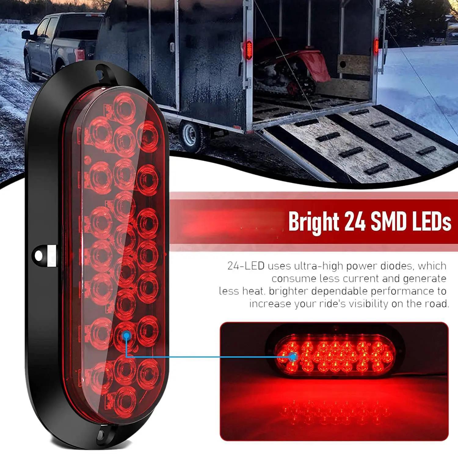 Feux arrière LED pour remorque, 24 feux de freinage LED pour camion, clignotants latéraux de camion adaptés aux remorques de bateau, camions RV