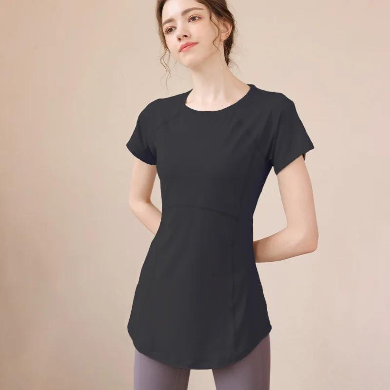 Vêtements de Yoga pour femmes, haut à manches courtes, vêtements de sport, T-shirt de course, de Fitness, Pilates, chemisier, 2024