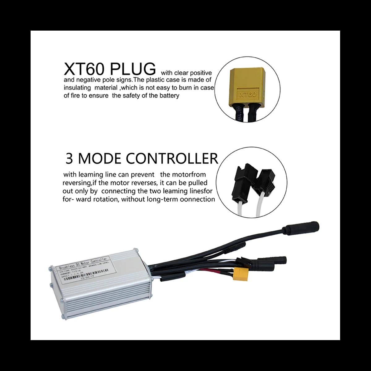 Kit de contrôleur de vélo électrique, scooter à onde sinusoïdale, pièces de modification de vélo électrique, 3 modes, 24V, 36V, 48V, 17A