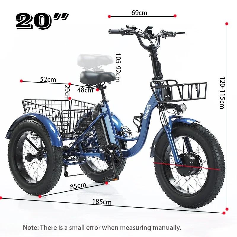ElmainCargo-Tricycle électrique tout-terrain à 3 roues pour adultes