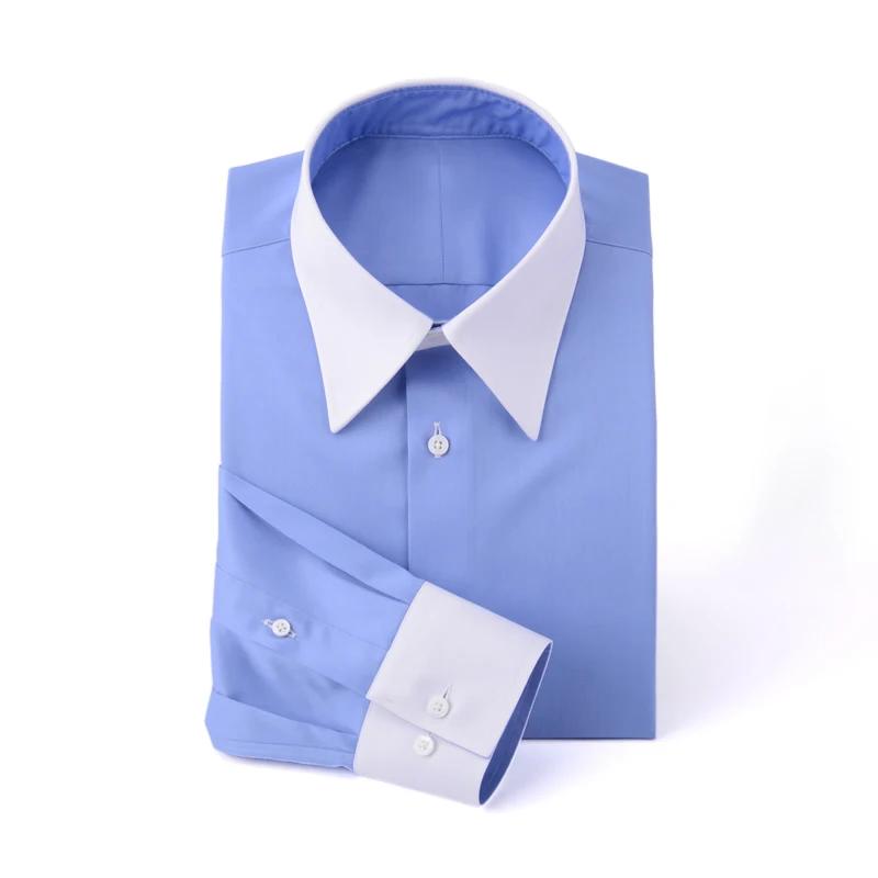 Chemise professionnelle à boutons de manchette pour homme, vêtement de travail, slim, blanc, noir, bureau, long, pointu