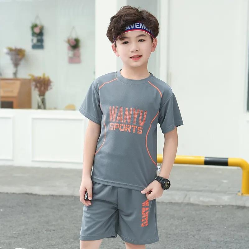 Survêtement de tennis à manches courtes pour enfants, t-shirt et objectifs, olympiques de sport pour garçons, vêtements d'été, ensemble 2 pièces, 4 ans à 12 ans