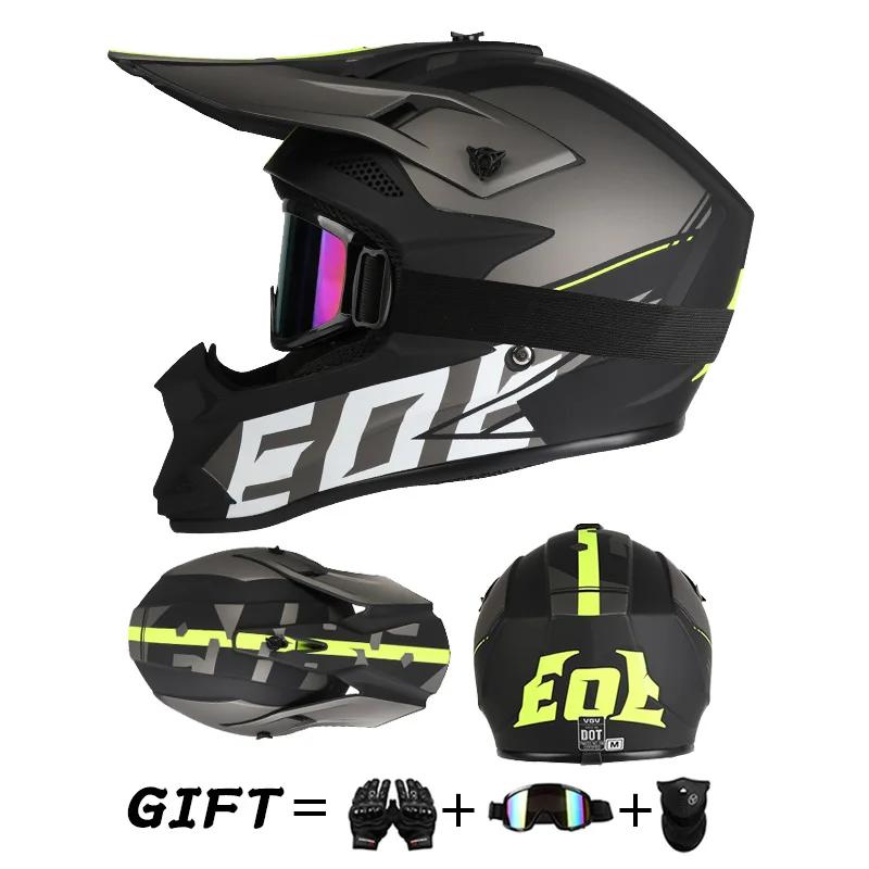 Casque de moto tout-terrain, rallye, descente, casque intégral avec lunettes, adapté à toutes les saisons, pour hommes, femmes et enfants