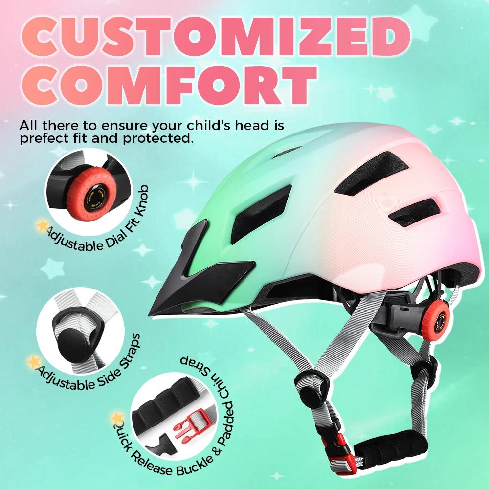 Casque enfant vélo sécurité cyclisme garçon fille sports plein air casquette protection vtt draisienne rollers
