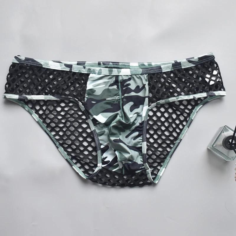 Sous-vêtements pour hommes, slips Sexy, culottes Sissy, Camouflage, pochette en U, slip en maille respirante, Lingerie pour hommes