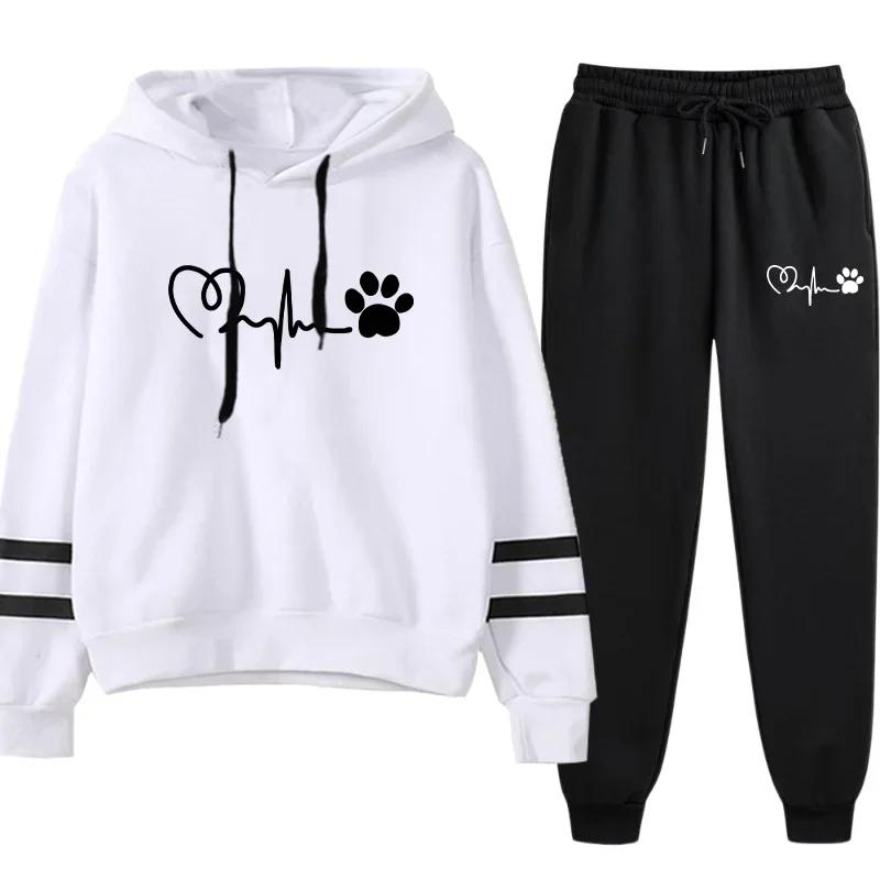 Survêtement pour femme à capuche et pantalon, confortable, mode, pour jogging, activités extérieures et quotidiennes