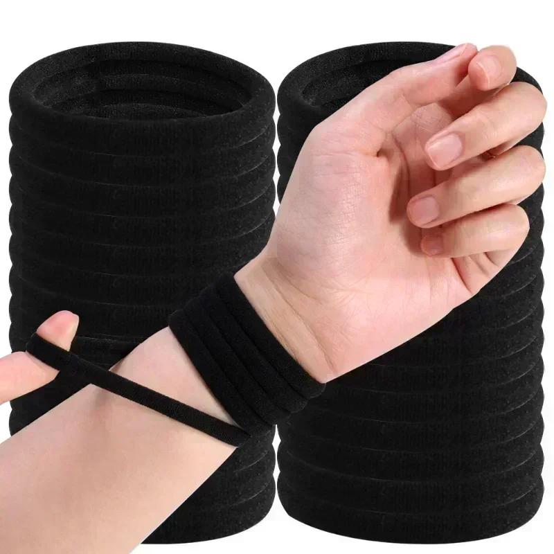 Bandes de cheveux à haute élasticité pour femmes et filles, bandeau noir, attaches en caoutchouc, support queue de cheval, chouchous pour enfants, accessoires pour cheveux