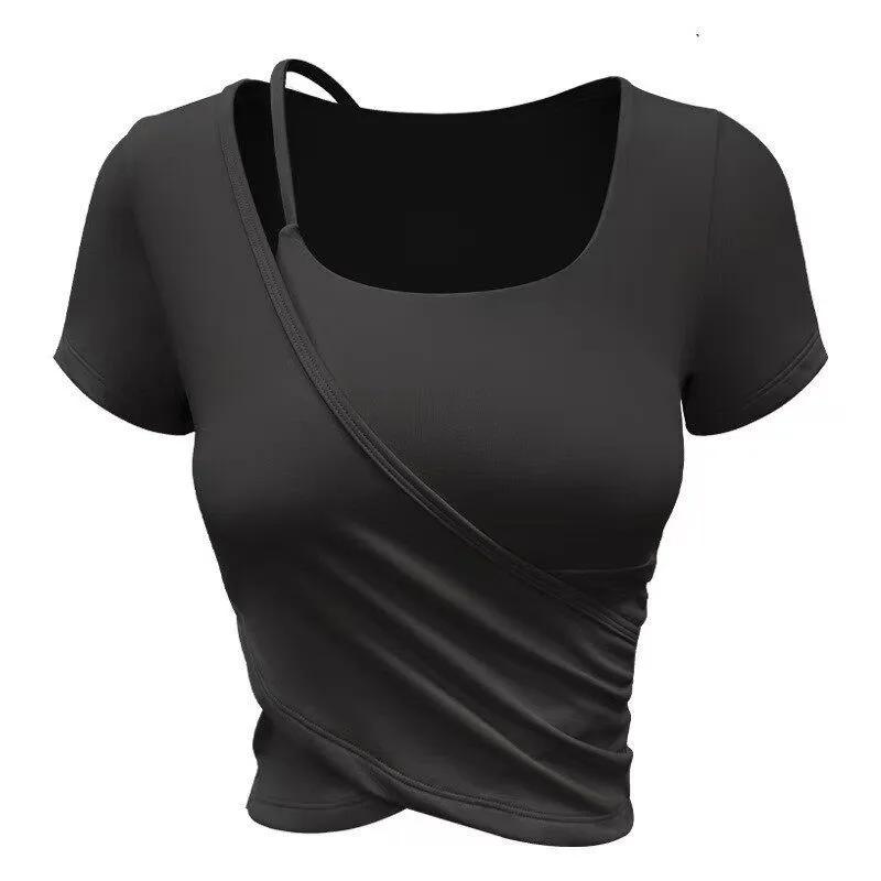 Vêtements de yoga à manches longues pour l'été, hauts amincissants élégants avec coussinets de poitrine, vêtements professionnels pour l'entraînement au Pilates et au fitness