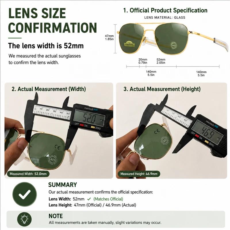 1 pièces/3 pièces pilote mode lunettes hommes Top qualité marque concepteur verre trempé lentille AO