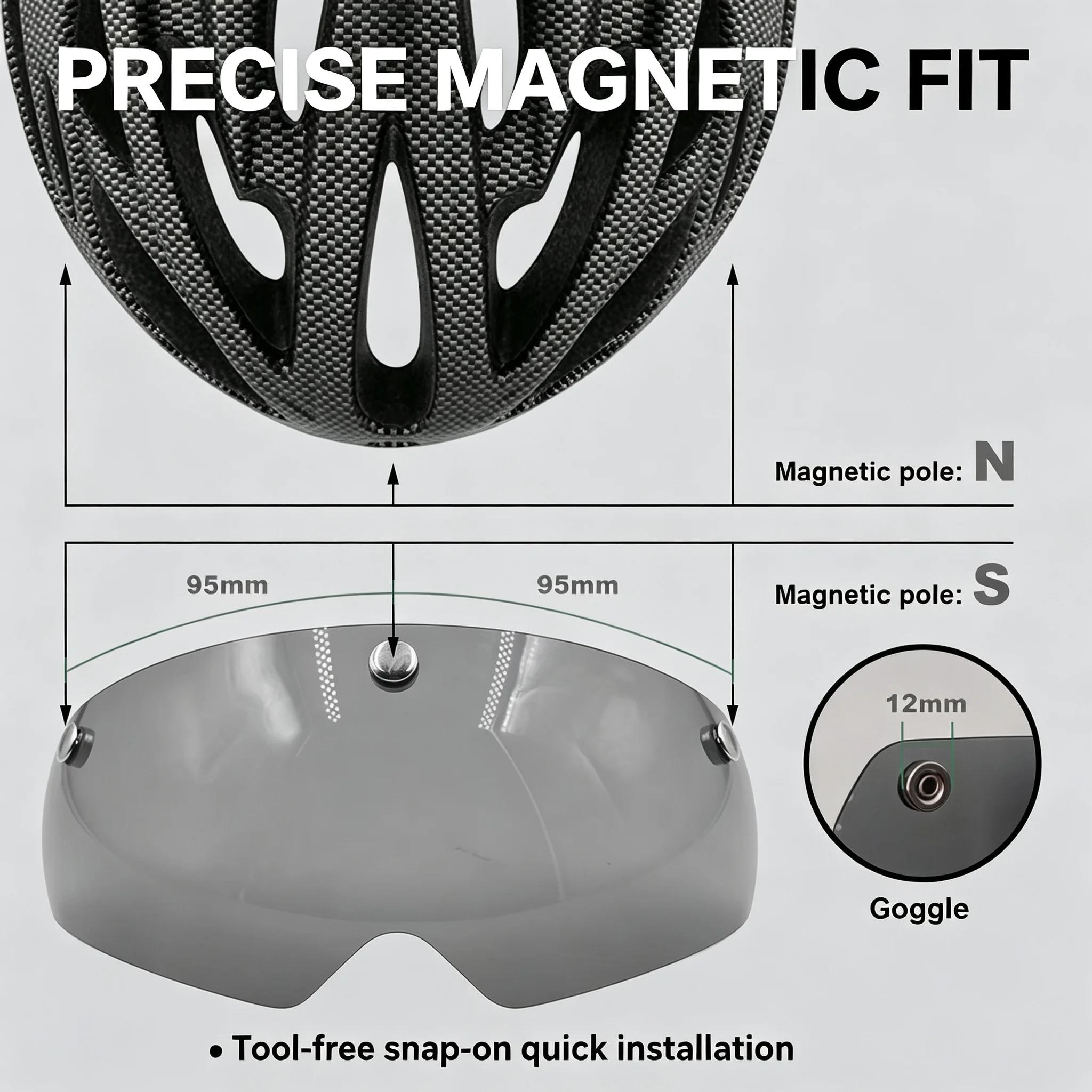 Visière magnétique pour casque de cyclisme, UV400, anti-éblouissement, lentille en polycarbonate de 95mm, 5 couleurs, pour vélo de route, VTT, Aero, sans outil, anti-rayures