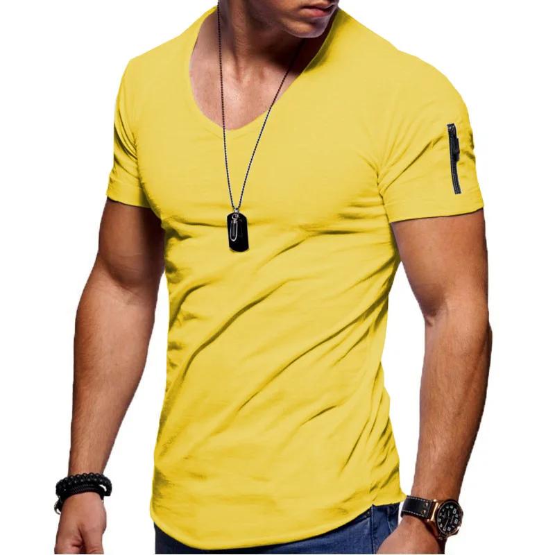 Vêtements pour hommes grande taille, mode européenne et américaine, t-shirt à col en V, t-shirt décontracté en coton à manches courtes pour hommes