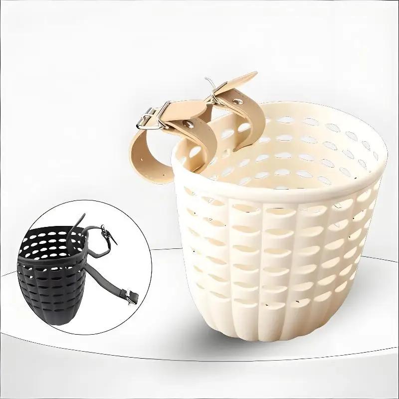 Panier de vélo pour enfants, panier de rangement durable avec sangles réglables en PU, panier de guidon pour enfants, filles, vélo en plein air, tout-petits