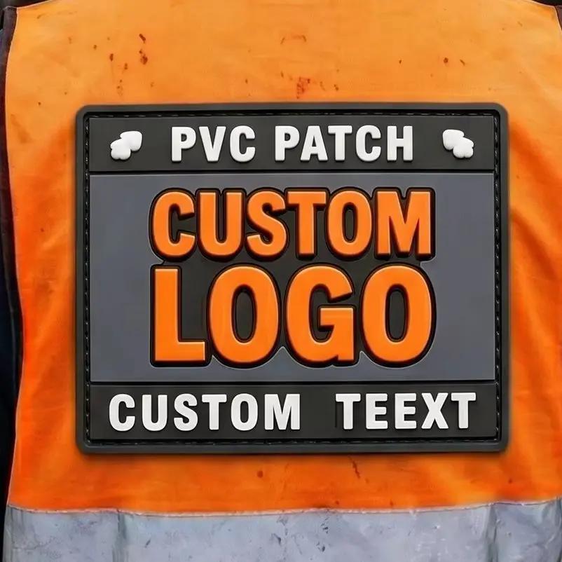 Patch en PVC personnalisé avec logo, patch 3D thermocollant, appliques autocollantes, badge en PVC pour chapeau, fermeture à boucle et crochets