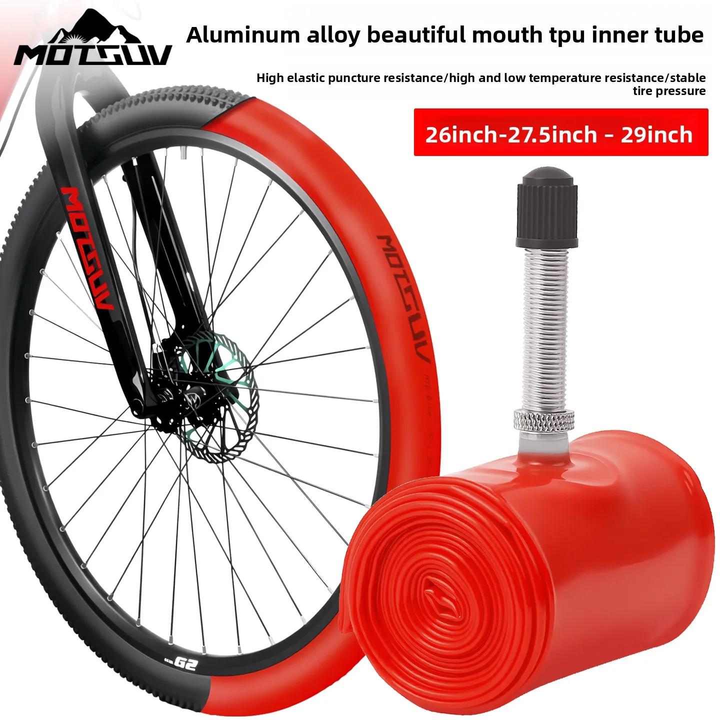 Chambre à air de vélo de montagne ultra-légère 26/27,5/29 pouces anti-crevaison en TPU, avec valve métallique, portable et élégante