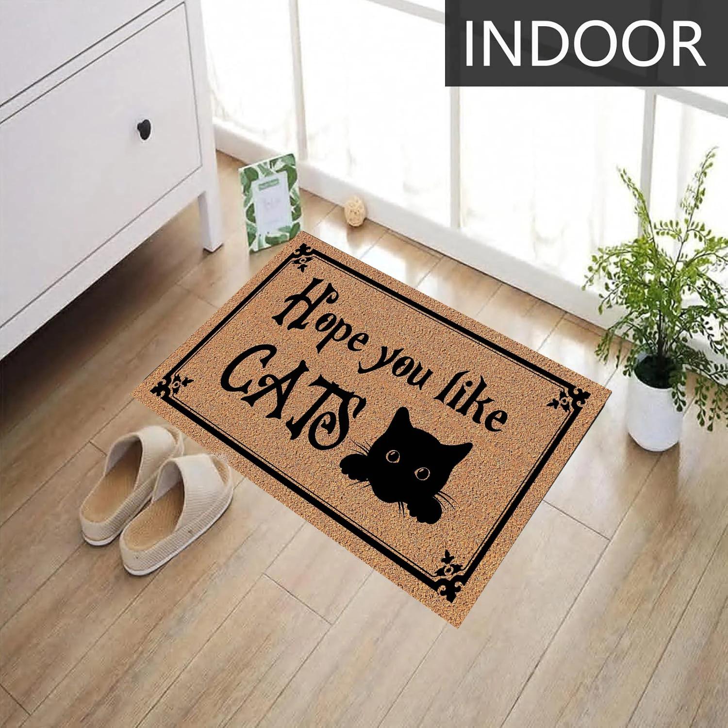 Paillasson d'extérieur antidérapant pour cuisine, tapis de sol de Garage, de bienvenue, en caoutchouc, Hope You Like Cats
